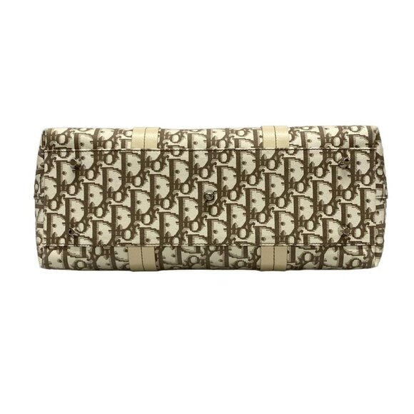 Auth DIOR/ChristianDior Flower,Trotter - Cream Dark Brown Multi Canvas Leather - Picture 6 of 16